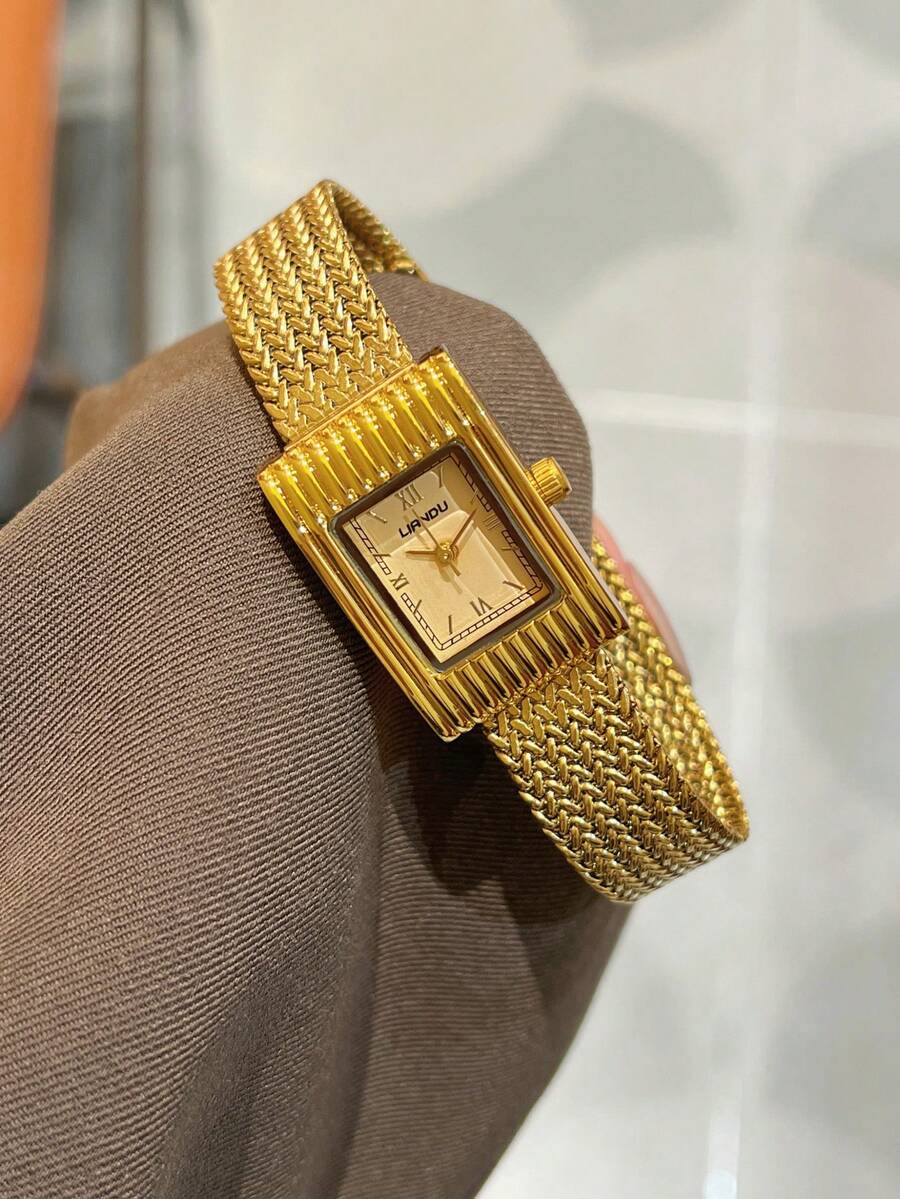 LIANDU 1 Piece Retro Gold Women's Quartz Watch, Daily Wear, Simple Business Casual Fashion Style, Stainless Steel Strap, Holiday Gift Giving Options - Gold - View 1