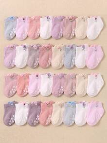 12 Pairs Random Toddler Non-Slip Short Socks, Baby Walking Socks Soft Comfortable Fabric, Multi-Color Non-Slip Socks, Breathable Non-Slip, Suitable For Baby Crawling And Walking - Multicolor - View 2