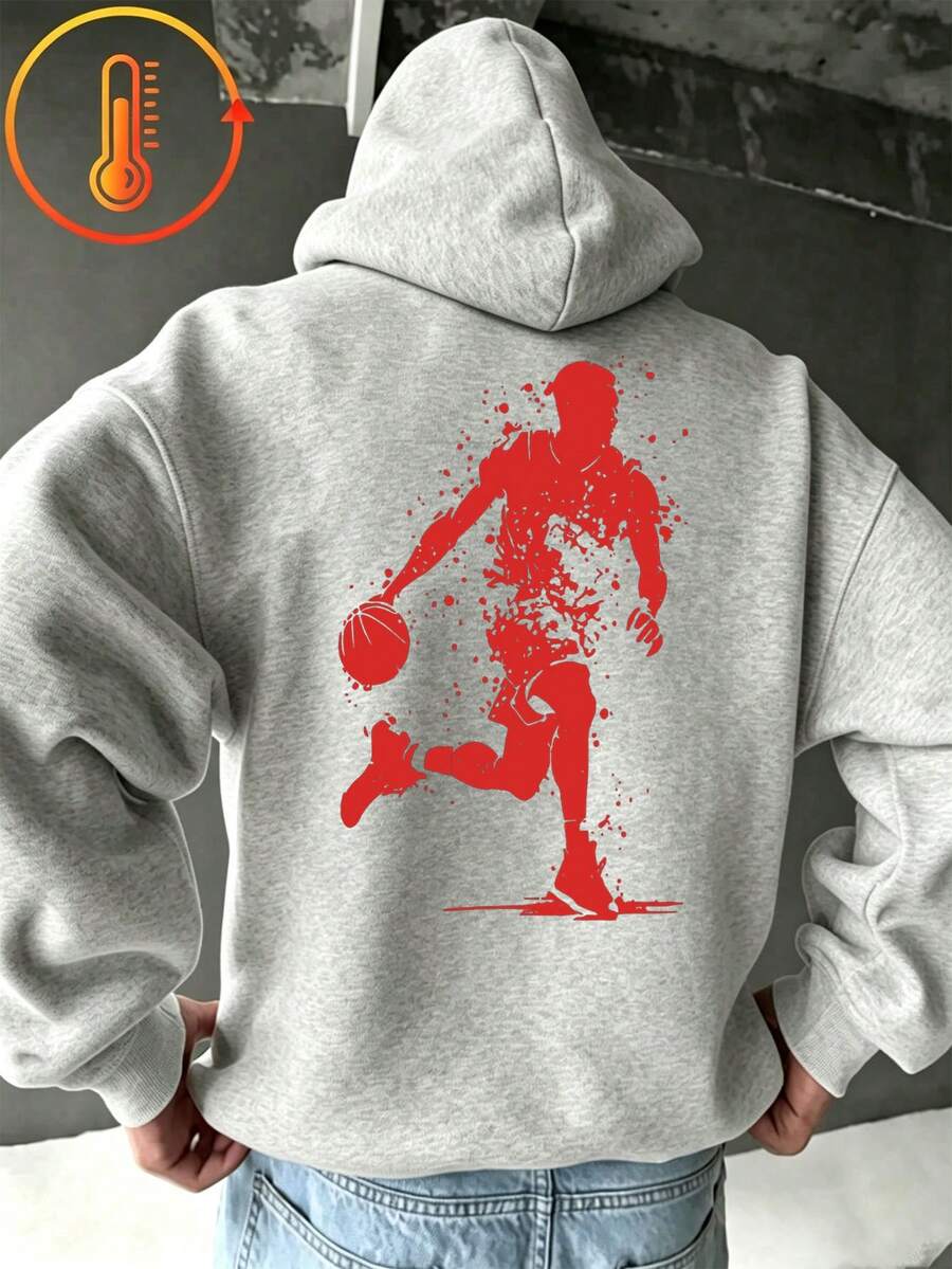 Tween Boy Fun Graphic Print Pullover Sweatshirt, Warm & Comfortable Thermal Lined Pullover Sweatshirt For Autumn/Winter - Grey - View 1