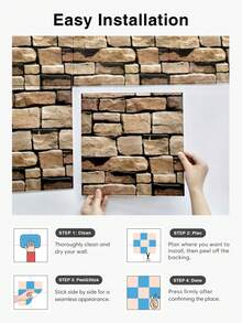 1/10/20Pcs 3D Faux Stone Wall Stickers, Peel And Stick Wall Panels, Self Adhesive Decorative Wall Tiles For Home Interior Decor - Wall Stickers - View 6