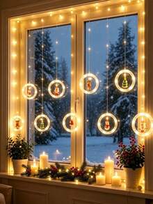 1 buah Rangkaian Lampu Hias Natal Bentuk Cincin Harapan - Lampu Peri LED, Menampilkan Pola Santa Claus, Manusia Salju, Rusa Kutub, Pohon Natal, dan Little Red Riding Hood, Ditenagai USB, 8 Mode Peredupan, Cocok untuk Pesta Natal, Hadiah Liburan, Dekorasi Rumah, Kamar Tidur, Ruang Tamu, Hadiah Tahun Baru, dan Pernikahan - MultiWarna - View 12