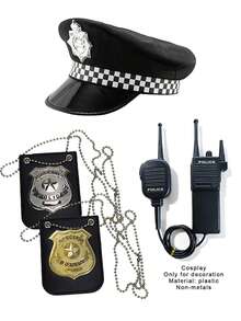 Multi-Piece Costume Hat Set, Halloween Solid Color Hats, Eagle Hat, Cosplay Badge, Cosplay Walkie-Talkie, Combo - Multicolor - View 1