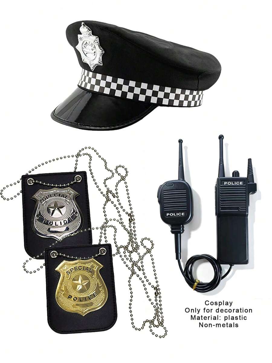 Multi-Piece Costume Hat Set, Halloween Solid Color Hats, Eagle Hat, Cosplay Badge, Cosplay Walkie-Talkie, Combo - Multicolor - View 1