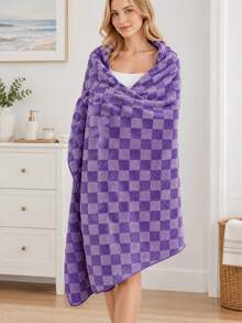 1pc/2pcs - Checkerboard Pattern Bath Towel & Hair Drying Cap, Bath Towel Size 90*170 Cm, Matching Checkerboard Pattern Hair Drying Cap, Soft And Thick, Quick-Drying. Classic Checkerboard Appearance, Skin-Friendly Fabric, No Shedding. Multiple Colors Available, Home Bathing, Combining Aesthetics And Practicality. - Multicolor - View 7