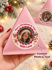 1/90/120/180/300pcs Customized Round Christmas Stickers, Personalized Winter Holiday Pattern Stickers, Support Custom Text Labels, Customizable Pattern & Text Waterproof PVC Stickers, Multiple Sizes Available, Suitable For Christmas Gift Packaging, Home Holiday Decor, Desktop Holiday Arrangement, Party Scene Decoration, Applicable To Christmas Party, Holiday Family Gathering, Year-End Celebration - Multicolor 1 - View 2