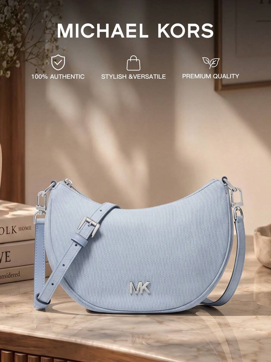 Michael Kors Kyla Women's Small Convertible Crossbody Shoulder Bag, Elegant Bohemian Style Handbag, Suitable For Shopping, Work, School Casual Use - Baby Blue - View 1