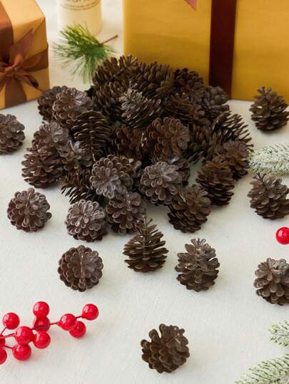 MEHELANY 48/12/5pcs Brown Mixed Color Plastic Pine Cones, Christmas Tree Holiday Decoration, DIY Handmade Vase Filler, Tabletop Centerpiece Decor, Artificial Pine Cones, Winter Holiday Tree Ornament Vase Filler, Party Table Scatter Decoration, Home Decor, Party Decoration, Garden Wedding Decoration