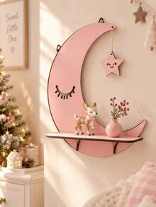 1pc Moon Star Hanging Storage Rack Cute Girl Heart Pink Wall Hanging Storage Rack Christmas Small Ornament Rack Home Decoration Suitable For Wall Hanging Decorative Gifts - Multicolor D - View 2