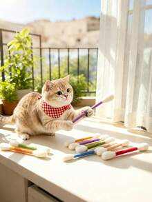 Cat Wand Toys 2 Packs Extra Big Interactive Play Wands Indoor Entertainment Toy Promote Cat Exercise Relieve Boredom Sturdy Bite Resistant Suitable For Kitten And Adult Cats Pet Owner Essentials - 2 Pieces Yellow - View 8