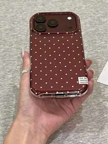 Elegant Premium Deep Cherry Wine Red Polka Dot Ins Korean Style Phone Case For IPhone 17, 18 Pro, 18 Pro Max, 16 Pro, 17 Pro Max Full Coverage Protective Cover - Multicolor - View 6