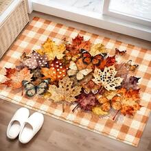 2D Colorful Multiple Maple Leaf Pattern Printed Long Runner Rug Series, Indoor Entrance Mat, Bedroom Bedside Mat, Kitchen Runner Mat, Suitable For Living Room, Laundry Room, Bathroom - Multicolor - View 6