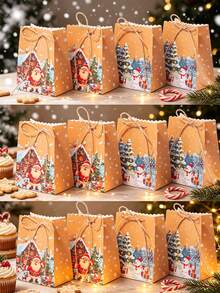 10pcs/50pcs/Pack Party Gift Boxes Christmas New Paper Boxes Christmas Candy Boxes Cookie Boxes Dessert Boxes Party Gift Paper Boxes Decorative Christmas Atmosphere Boxes - View 5