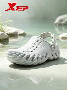 XTEP--Outdoor Shoes | Men's Clogs Summer 2026 Soft Sole Closed Toe Slip-On Anti-Slip Comfortable Commuter Sandals Moon Gray - Moon Lime - View 1