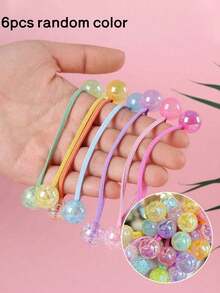 12/6pcs Mixed Color High Elasticity Candy Color Women's Hair Ties, Double-End Secure Non-Damaging Ponytail Hair Bands, Autumn Decorative Hair Accessories For Daily Wear - Multicolor - View 8