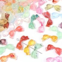30pcs/Pack Acrylic Three-Color Gradient Bows, Colorful Transparent Bow Beads DIY Handmade Jewelry Earrings Bracelets Pendant Accessories, Jewelry Making Beads - Bow Bead - View 2