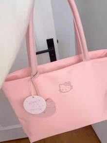 SANRIO Cute Exquisite Girl Commuter Large Capacity Tote Bag Kitty Embroidery Handbag Lightweight Underarm Shoulder Bag For Women - A - View 4