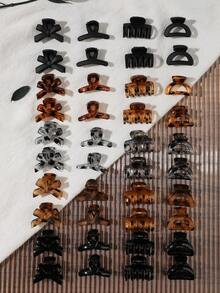 40pcs Set Vintage Maillard Style Mini Hair Claws, Tortoiseshell Bow Cross Pumpkin Half-Circle Small Hair Claw, Simple Versatile Bangs & Loose Hair Accessories - Multicolor - View 5