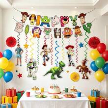 Disney Toy Cowboy Theme Cartoon Toy Birthday Banner Decoration Cartoon Buzz Hanging Ornament Set Birthday Party Decoration Arrangement - Multicolor - View 3