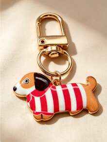 1pc Cute Dachshund Keychain! Enamel Puppy Bag Charm, Metal Clasp Design, Multiple Colors Available, Versatile Accessory. - Multicolor - View 4