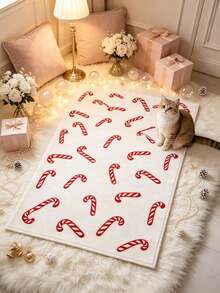 1pc Candy Cane Rug, Autumn/Winter Carpet, Decorative Rug, Bedroom Decor, Home Decor, Living Room Carpet, Outdoor Rug, Washable Carpet, Christmas Gift - Multicolor - View 2
