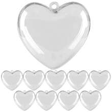 10pcs Transparent Fillable Heart/Round/Star Shaped Pendants, Clear Heart Decorations, Suitable For Handmade DIY Crafts, Valentine's Day Wedding Party Decor, Fillable Craft Heart Decorations - 10 Pack - View 7