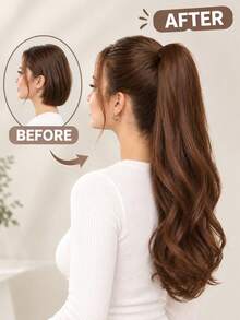 18 Inch Wig With Ponytail, Can Be Clipped With Large Waves To Tie A Low Ponytail Wig, Suitable For Women's Daily Wear - Multicolor - View 5