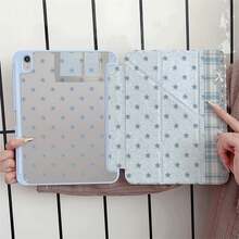 淺藍色星星格紋 Y 型支架保護平板保護套，附筆筒，相容 iPad 第 10 代 Smart Case/11(A16 2025)/相容 Galaxy S9/S7/S10+/相容 /相容 - 彩色 - 查看 4