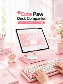 Foldable Adjustable Laptop Stand, Cute Cat Paw Design, Desktop Laptop Base With Ventilation And Heat Dissipation Function, Multi-Angle Support For Tablets And Laptops, Home Office Desktop Accessory - Type a - View 2