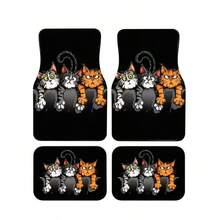1pc Printed Car Trunk Mat, 3 Funny Cat Pattern, Crystal Velvet Material, Durable And Easy To Clean | Car Trunk Anti-Slip Mat, Suitable For SUV, Truck And Sedan Outdoor Picnic Mat, Vehicle Luggage Mat | Vibrant Luggage Mat | - Three Cats - View 14