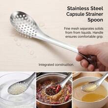Stainless Steel Strainer, Durable Kitchen Utensil, Suitable For Cooking, Frying, Serving, Perfect For Parties, BBQ, Christmas And Daily Home Use, Practical Kitchen Strainer - Silver - View 2