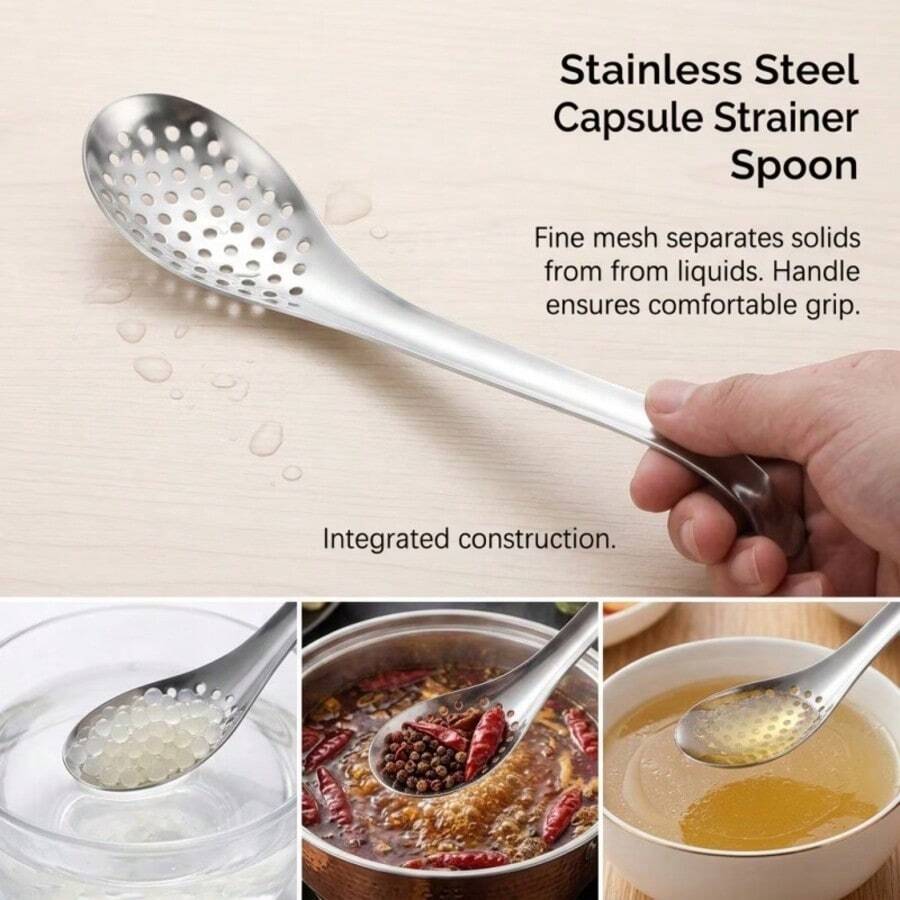 Stainless Steel Strainer, Durable Kitchen Utensil, Suitable For Cooking, Frying, Serving, Perfect For Parties, BBQ, Christmas And Daily Home Use, Practical Kitchen Strainer