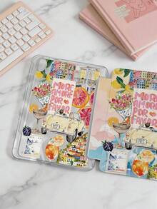 1pc Citrus & Convertible Car Tablet Case Compatible With IPad Mini6/Mini7/10.2/10.5/10.9 (Air4-Air8)/Pro 11/10th Gen/A16/Pro 11 2024 Models, Double-Sided Colorful Pattern, Transparent Acrylic Back Shell, Silk Texture 8-Angle Stand, Auto Sleep/Wake, Built-In Pen Slot, Pen Not Included, Some Models With Camera Frame - Multicolor - View 5