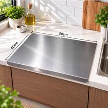 Stainless Steel Cutting Board With Rim, Large Metal Chopping Board, Suitable For Kitchen Countertop, Vegetable And Meat Food Preparation Board - View 12