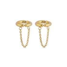 1Pair Stainless Steel Punk No Piercing Ear Cuff, Long Tassel Chain Hypoallergenic Tarnish Resistant Fashion Jewelry Gift - Gold - View 6