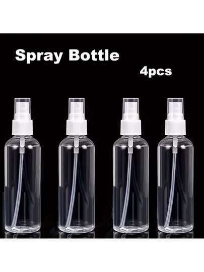 4/1pc Transparent Plastic Spray Bottles, 100ml Fine Mist Spray Bottles, Suitable For Glass Cleaning, Travel Size Bottles, Makeup Hydration Small Spray Bottles, And Perfume, Essential Oil, Alcohol And Other Refillable Containers.