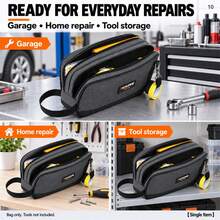 TKIGZNW A017 1pc Portable Dual-Compartment Tool Bag, Polyester Oxford Fabric Handheld Hardware Storage Bag, Suitable For Repairmen, Electricians And Carpenters Projects - Multicolor - View 10
