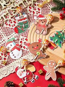 42pcs/126pcs/Pack Christmas Party Gift Candy Cookie Lollipop Decoration Card Paper Cards Party Baking Gift Paper Box Paper Bag Decoration Labels - View 5