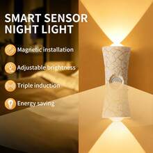 LED Cylindrical Semi-Embedded Wall Light - Motion Sensor Night Light, Smart LED Motion Sensor Wall Lamp, 3-Color Adjustable, Rechargeable Magnetic Wall Light, Suitable For Stairs, Bedroom, Hallway, Kitchen, Cabinet, Holiday Decoration - Multicolor - View 4