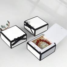 10/5/1 Set Minimalist Black & White Plaid Ins Style Black Bow Gift Box, High-End Foldable Square Surprise Gift Box With Ribbon Design, Jewelry Box, Suitable For Birthday Party, Daily Use And Holiday Party - Multicolor - View 4