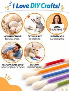 6pcs/3pcs/1pc Tongkat Penggoda Kucing Besar, Mainan Kucing Dalam Ruangan, Tongkat Tendang & Kunyah Kelinci Interaktif, Mainan Garuk & Kunyah Tahan Lama, Penghilang Kebosanan & Olahraga Interaktif untuk Anak Kucing - Warna acak - View 7