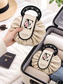 Travel Portable Drawstring Storage Bag, 26 Letter Drawstring Makeup Bag, Travel Portable Drawstring Storage Bag, Cosmetics Travel Toiletries Storage Bag, Gift Storage Bag, Cosmetics Bag, Travel Essentials, Women's Christmas Halloween Gift - Multicolor - View 8