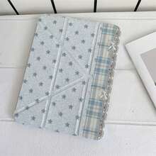 淺藍色星星格紋 Y 型支架保護平板保護套，附筆筒，相容 iPad 第 10 代 Smart Case/11(A16 2025)/相容 Galaxy S9/S7/S10+/相容 /相容 - 彩色 - 查看 3