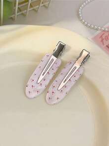 1/3/6pcs Cute Sweet Style Pink Seamless Crocodile Hair Clips, Gentle Girl Style Floral Polka Dot Side Bangs Clips, Rhinestone Bow Hair Clips For Women - Pink - View 4