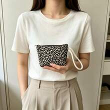 5/10pcs Leopard Print Mini Wrist Bag, Zipper Wallet Sanitary Pad Pouch, Compact Portable Small Storage Purse With Braided Rope Wrist Strap, Ideal For , Cards, Coins And Tiny Daily Items, Easy To Carry For Shopping, Travel & Daily Use,Random Color - Multicolor - View 5