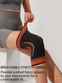 JINGBA SUPPORT 1pc Breathable Elastic Knee Sleeve - Compression Knee Support For Sports, Exercise And Daily Use, Unisex - Orange - View 3