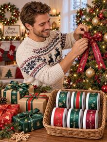 6 buah/1 buah Pita Foil Emas Natal, Pita Pembungkus Kado, Pita Busur, Pita Liburan - Cocok Untuk Dekorasi Natal, Dekorasi Pohon Natal, Kemasan Pajangan Perhiasan, Kemasan Bunga, Juga Untuk Dekorasi Pesta DIY Dan Pembungkus Kado Hari Valentine (Lebar 2,5cm/0,98in, Panjang Sekitar 230cm/90,55in) - A - View 8