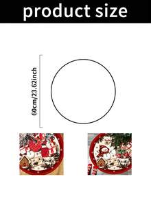 1pc Red Christmas Tree Skirt With Snowman And Bear Pattern, Classic Red Trim Snowflake Design, Round Base, Suitable For Standard Size Christmas Tree; Ideal For Winter Party And Home Holiday Decoration, Perfect Christmas Tree Accessory - Multicolor - View 2