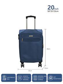 20/24/28 Suitcase, Hardshell/Softshell, Impact-Resistant, Expandable Section For Extra Capacity, Trolley Case, Storage Case, Carry-On, Checked Luggage - Navy Blue - View 7