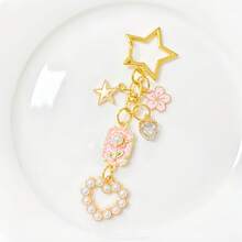 Light Luxury Fashion Elegant 3D Flower Keychain, Gold Bead Heart Bag Charm, Elegant Series Gift Inspiration For Teachers, Friends, Sisters - Gold - View 3