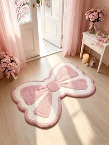 1pc Pink & White Asymmetrical Soft Faux Wool Rug, Decorative Carpet, Bedroom Decor, Small Rug, Carpet, Home Decor, Living Room Rug, Living Room Small Rug, Bedroom Rug, Living Room Home Decor, Outdoor Rug, Washable Rug - Multicolor - View 3